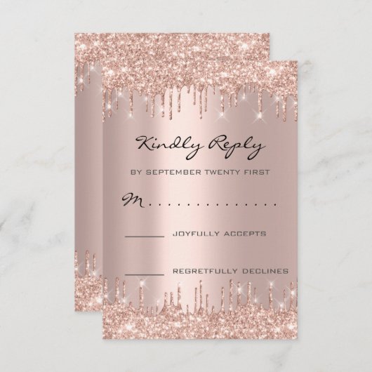 RSVP Roos Blush Drivers Glitter Bridal Birthday (Voorkant / Achterkant)