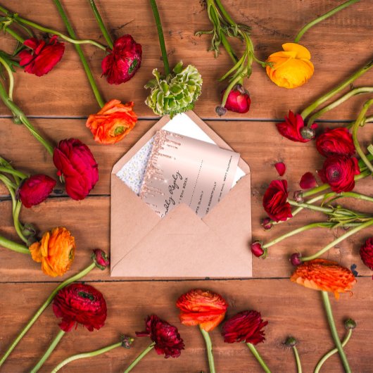 RSVP-Roos druppelt Vrijgezellenfeest bruid RSVP Kaartje