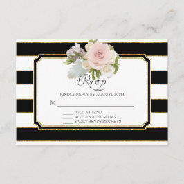 RSVP Roos Floral Modern Elegant Black Stripe Kaartje
