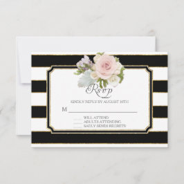 RSVP Roos Floral Modern Elegant Black Stripe Kaartje