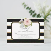 RSVP Roos Floral Modern Elegant Black Stripe Kaartje (Staand voorkant)