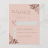RSVP - Roos Gold Blush Roze Bruiloft Reactie Kaart (Voorkant)