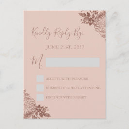 RSVP - Roos Gold Blush Roze Bruiloft Reactie Kaart