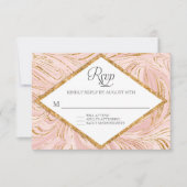 RSVP Roos Gold Faux Glitter Marmeren Blush Paper Kaartje (Voorkant)
