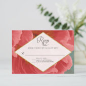 RSVP Roos Gold Faux Glitter Red Peony Winter (Staand voorkant)