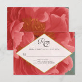 RSVP Roos Gold Faux Glitter Red Peony Winter (Voorkant / Achterkant)