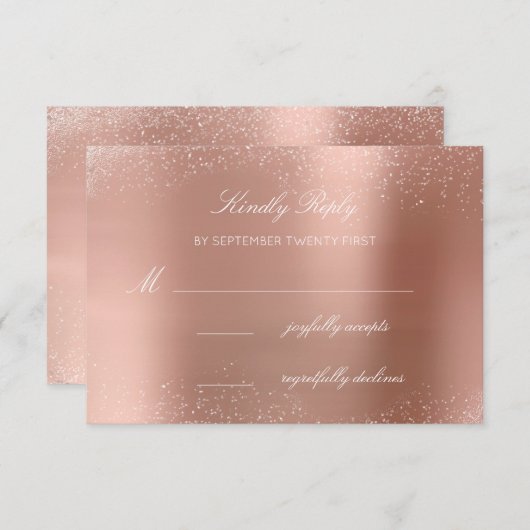 RSVP Rose Blush Witte Glitter Bruiloft1 (Voorkant / Achterkant)