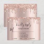 RSVP Rose Bruiloft Glitter Bruidsmeisjes VIP Drips Kaartje (Voorkant / Achterkant)