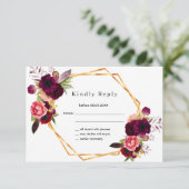 RSVP rose gold birthday flowers burgundy white (Staand voorkant)