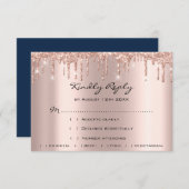 RSVP Rose Weddin Glitter Bruidsdouche Navy Drips (Voorkant / Achterkant)