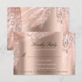 RSVP Rose Weddin Glitter Bruidsdouche Zwarte Jurk Kaartje (Voorkant / Achterkant)