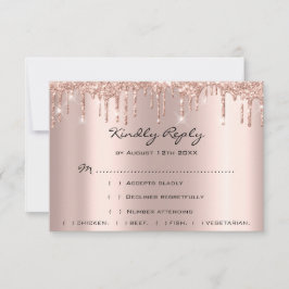 RSVP Rose Weddin Glitter Bruidsfeest Navy Drips Kaartje