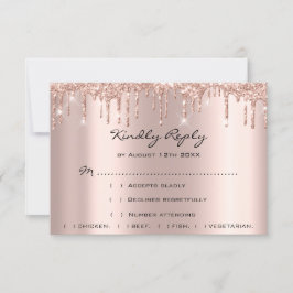 RSVP Rose Weddin Glitter Bruidsfeest Navy Drips Kaartje