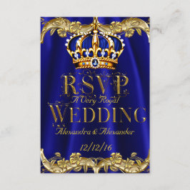 RSVP Royal Blue Navy Wedding Gold Crown