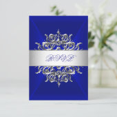 RSVP Royal Blue op Zilveren Verjaardagsfeest (Staand voorkant)