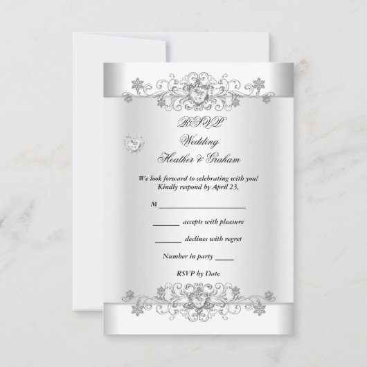 RSVP Royal Blue Wedding White Diamond Hearts (Achterkant)