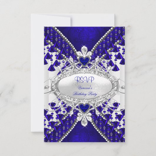 RSVP Royal Blue White Heart Diamond (Voorkant)