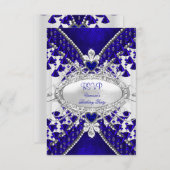 RSVP Royal Blue White Heart Diamond (Voorkant / Achterkant)