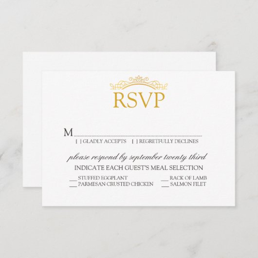 RSVP | Royal Wedding Elegant Gold Script (Voorkant / Achterkant)
