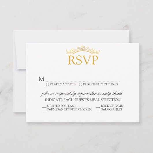 RSVP | Royal Wedding Elegant Gold Script Kaartje (Voorkant)