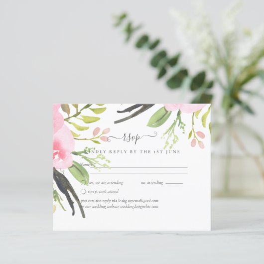 RSVP Roze Blush Olive Weddenschap (Staand voorkant)
