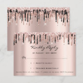 RSVP Roze Drips Glitter Bruidsmeisjes Bruiloft (Voorkant / Achterkant)
