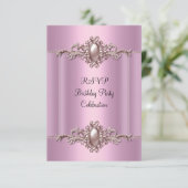 RSVP Roze Elegante Verjaardag Parel (Staand voorkant)