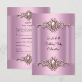 RSVP Roze Elegante Verjaardag Parel (Voorkant / Achterkant)
