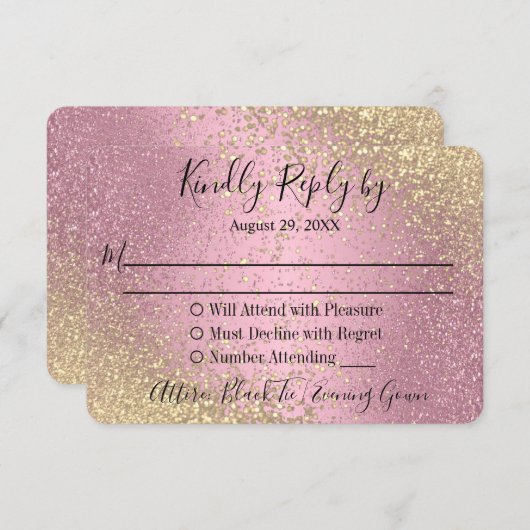 RSVP - Roze en Gouden Glitters (Voorkant / Achterkant)