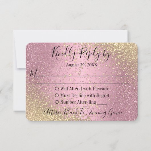 RSVP - Roze en Gouden Glitters (Voorkant)