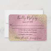 RSVP - Roze en Gouden Glitterscriptiekaart Kaartje (Voorkant)