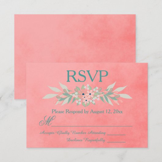 RSVP Roze en groene bloemen (Voorkant / Achterkant)