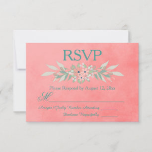 RSVP Roze en groene bloemen Kaartje