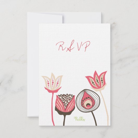 RSVP Roze en Groene Floral Blooms Weddenskaart (Voorkant)