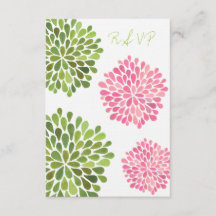 RSVP Roze en Groene Floral Blooms Weddenskaart