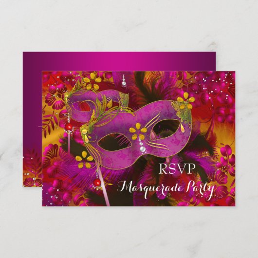 RSVP Roze Goud Bloemmasker Maskerade Party (Voorkant / Achterkant)