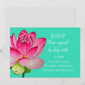 RSVP roze lotus waterverf art flower Kaart (Voorkant / Achterkant)