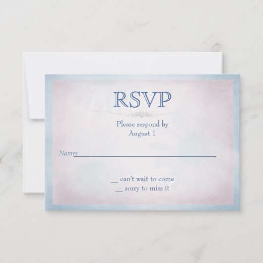 RSVP roze met blauwe rand Kaartje (Voorkant)