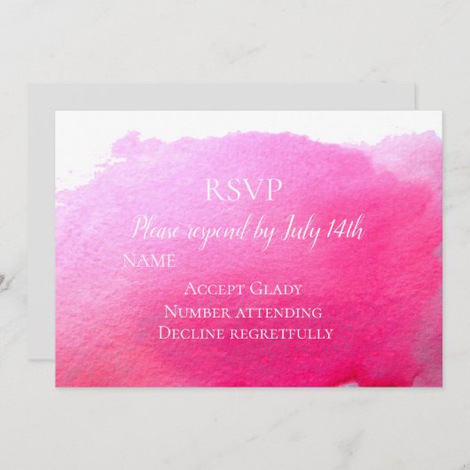 RSVP roze moderne waterverf RSVP Kaart (Voorkant / Achterkant)
