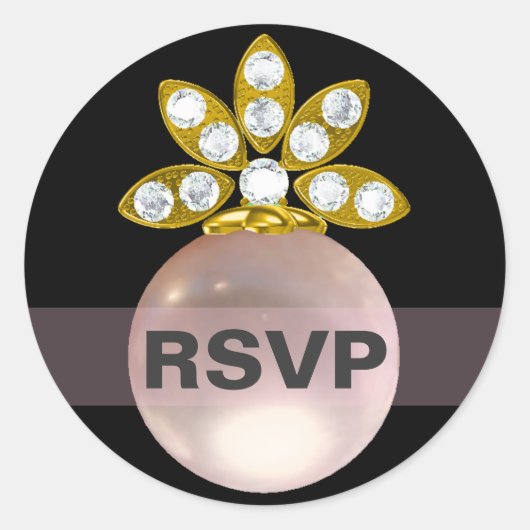 RSVP Roze parels Ronde Sticker (Voorkant)