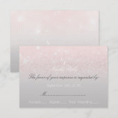 RSVP Roze Rose Glitter Gray Ombre Dandelion Kaartje (Voorkant / Achterkant)