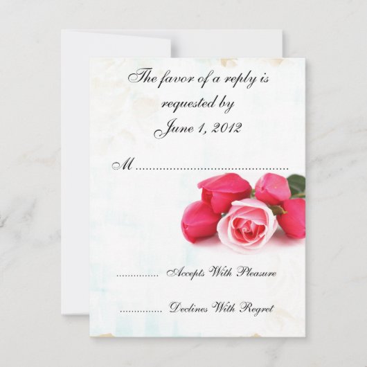 RSVP roze rozen trouwkaarten Kaartje (Voorkant)
