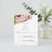 RSVP roze rozen trouwkaarten Kaartje (Staand voorkant)