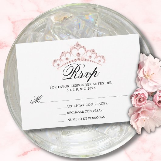 RSVP Roze Spaans Quinceañera Quince Kaartje