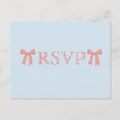 RSVP roze strikken op blauwe achtergrond Uitnodiging Briefkaart (Voorkant)