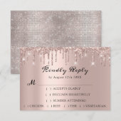 RSVP Roze Trouw Glitter Bruidsfeest Drips Kaartje (Voorkant / Achterkant)