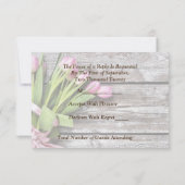 RSVP-roze tulpen en hout RSVP Kaartje (Achterkant)