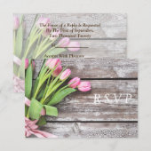 RSVP-roze tulpen en hout RSVP Kaartje (Voorkant / Achterkant)