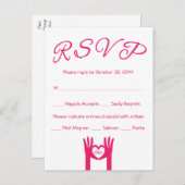 RSVP Roze & Wit Hart Handen van Liefde - Menu (Voorkant / Achterkant)