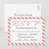 RSVP Roze & Witte Streep Huwelijk / Feest Uitnodiging Briefkaart (Voorkant / Achterkant)